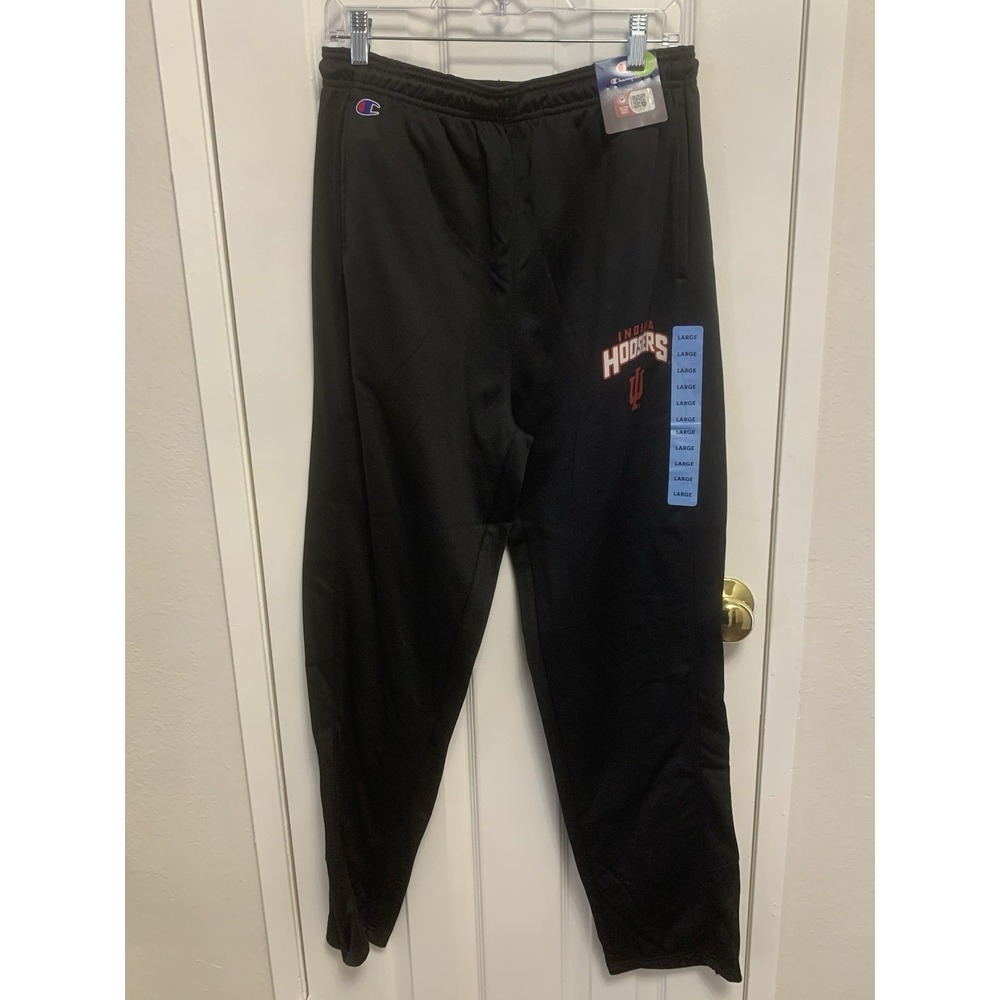 NWT Champion Indiana Hoosiers Mens sweatpants Zip Ankles Black L